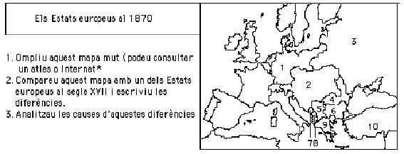mapa Els Estats europeus al 1870